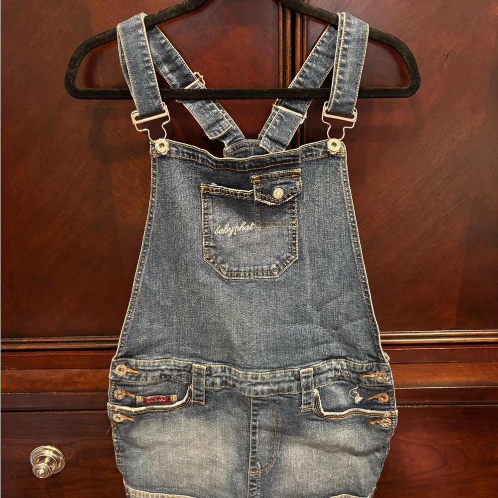 Baby Phat Denim Overall Shorts - Blue